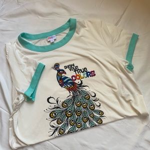 LuLaRoe Liv Tee 2XL Peacock